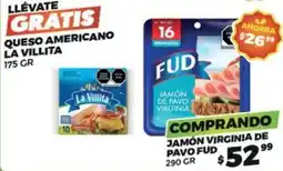 Merco Fud - jamón de pavo virginia/queso americano la villita oferta
