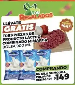 Merco Molida pulpa de res/tres piezas de producto lacteo combinado mimarca oferta