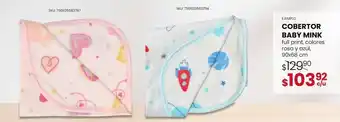 Cobertor baby mink full print/colores/rosa/azul