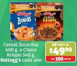 Soriana Híper Kellogg's Zucaritas o Choco Krispis oferta