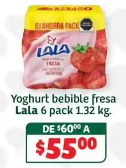 Soriana Híper Lala yoghurt bebible fresa oferta