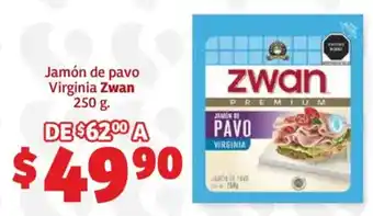 Soriana Híper Zwan jamón de pavo virginia oferta