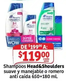 Soriana Mercado Head&Shoulders shampoos suave y manejable o romero anti caída oferta