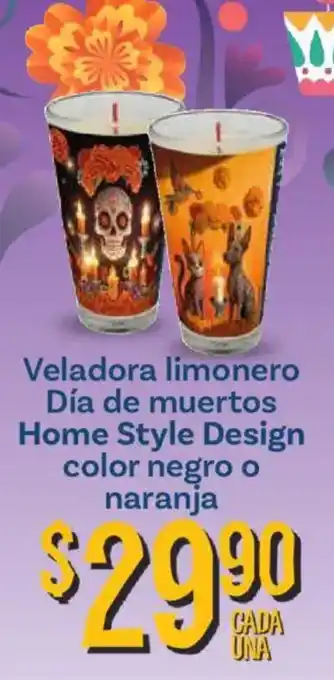 Soriana Mercado Veladora limonero Día de muertos Home Style Design color negro o naranja oferta