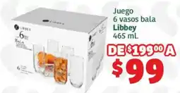 Soriana Híper Libbey 6 vasos bala oferta