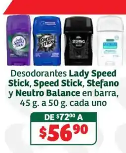 Soriana Híper Lady Speed Stick Speed Stick Stefano Neutro Balance oferta