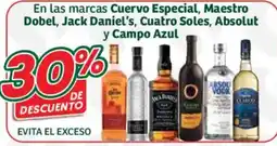 Soriana Híper Cuervo Especial Maestro Dobel Jack Daniel's Cuatro Soles Absolut Campo Azul oferta