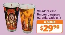 Soriana Híper Veladora vaso limonero negra o naranja oferta