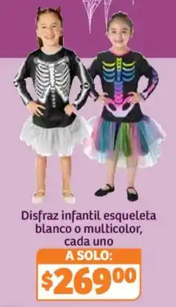 Soriana Híper Disfraz infantil esqueleto blanco o multicolor oferta