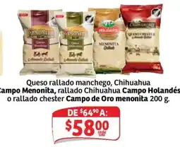 Soriana Mercado Campo Menonita, rallado Chihuahua Campo Holandés o rallado chester Campo de Oro menonita oferta