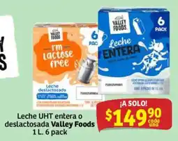 Soriana Mercado Valley Foods Leche UHT entera o deslactosada oferta