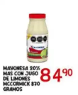 Alsuper mccormick mayonesa 20% mas con jugo de limones oferta