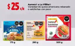 Bodega Aurrerá Aurrera o La Villita Variedad de queso americano rebanado o salchichas con pavo oferta