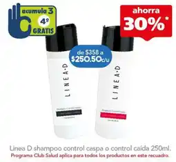 Farmacia San Pablo Linea D shampoo control caspa o control caída oferta
