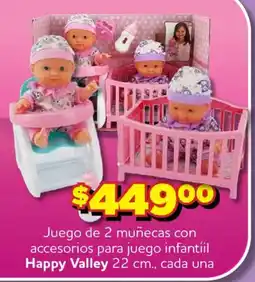 Soriana Mercado Happy Valley Juego de 2 muñecas con accesorios para juego infantil oferta