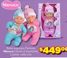 Soriana Mercado Nenuco Bebé juguetes Famosa Llorón 2 funciones oferta