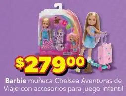 Soriana Express Barbie muñeca Chelsea Aventuras de Viaje con accesorios para juego infantil oferta