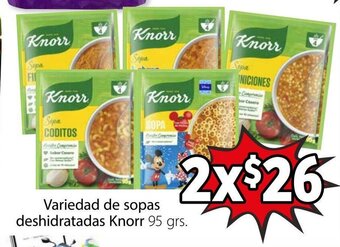 Soriana Mercado Variedad de Sopas deshidratadas Knorr 95 grs oferta