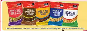 Soriana Mercado Cereal Precissimo Aros de Frutas, Arroz Inflado, Bolitas Chocolate, Hojuela Azucarada o Hojuela Maiz 500gr oferta