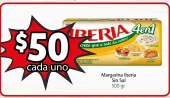 Soriana Mercado Margarina Iberia Sin Sal 500gr oferta
