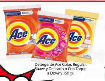 Soriana Mercado Detergente Ace Color, Regular, Suave y Delicado o Con Toque a Downy 750gr oferta