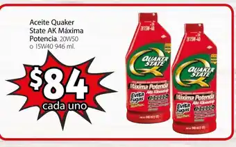 Soriana Mercado Aceite Quaker State AK Maxima Potencia 20W50 o 15W40 946ml oferta