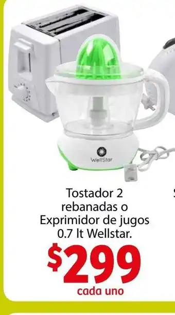 Soriana Mercado Tostador 2 rebanadas o Exprimidor de jugos 0.7 lt Wellstar oferta
