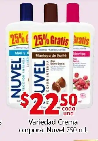 Variedad Crema Corporal Nuvel 750 ml