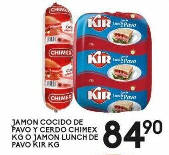 Alsuper Jamón Cocido de Pavo y Cerdo Chimex o Jamón Lunch de Pavo Alpino oferta