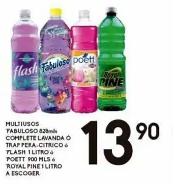 Alsuper Multiusos Fabuloso 828ml, Complete Lavanda ó Trap Pera-Citrico ó Flash 1L ó Poett 900ml ó Royal Pine 1L oferta