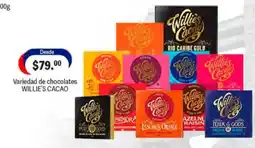 La Comer willie's cacao variedad de chocolates oferta