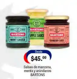 La Comer Bartons salsas de manzana, menta y arándanos oferta