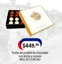 La Comer Willie's Cacao Trufas de praliné de chocolate con leche y oscuro oferta