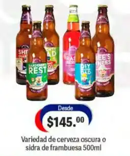 La Comer Variety of dark beer or raspberry cider oferta