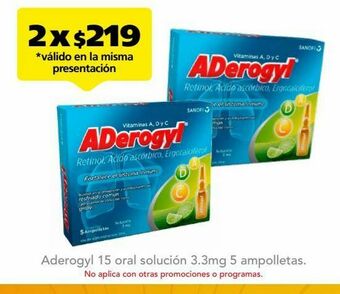 Farmacia San Pablo Aderogyl 15 oral sol 3.3mg caj c/5 oferta