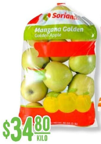 Soriana Híper Manzana Golden en Bolsa oferta