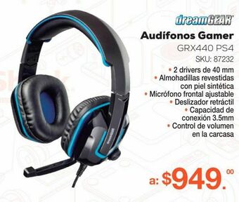 RadioShack Audífonos gamer dreamgear grx440 / playstation 4 / negro con azul oferta