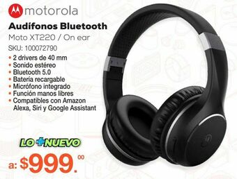 RadioShack Audífonos bluetooth motorola moto xt220 / on ear / negro oferta