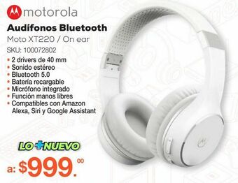 RadioShack Audífonos bluetooth motorola moto xt220 / on ear / blanco oferta