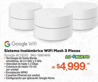 RadioShack Sistema inalámbrico wifi mesh google ac1200 / blanco / 3 piezas oferta