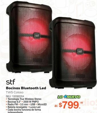 RadioShack Bocinas bluetooth led stf coloso / negro / 2 piezas oferta