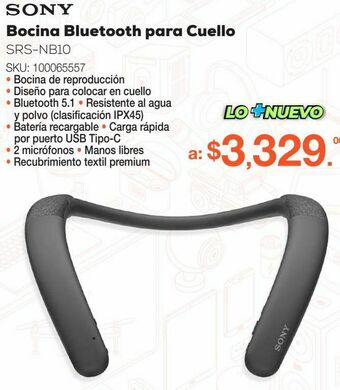 RadioShack Bocina bluetooth para cuello sony srs-nb10 / negro oferta