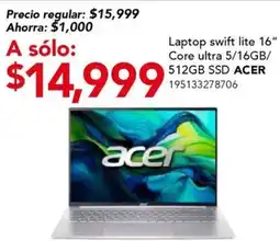 City Club acer laptop swift lite 16" oferta