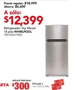 City Club Whirlpool refrigerador top mount oferta