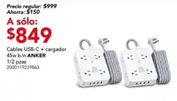 City Club Anker Cables USB-C + cargador 45w b/n oferta