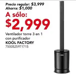 City Club Kool Factory Ventilador torre 3 en 1 con purificador oferta