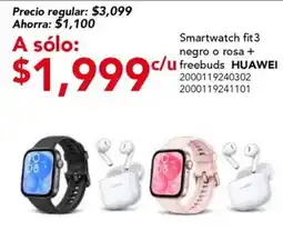 City Club huawei smartwatch fit3 negro o rosa + freebuds oferta