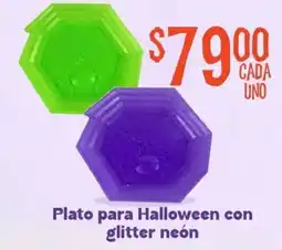 Soriana Mercado Plato para Halloween con glitter neón oferta