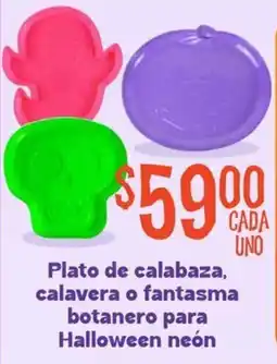 Soriana Mercado Plato de calabaza, calavera o fantasma botanero para Halloween neón oferta