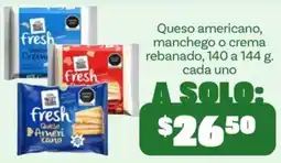 Soriana Mercado fresh Queso americano, manchego o crema rebanado oferta